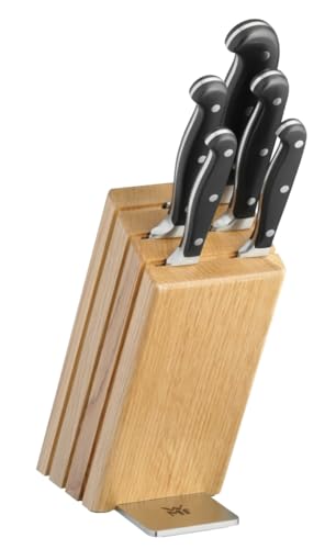 WMF Spitzenklasse Plus Messerblock mit Messerset 6teilig, Made in Germany, 5 Messer geschmiedet, Eichenholz-Block, Performance Cut