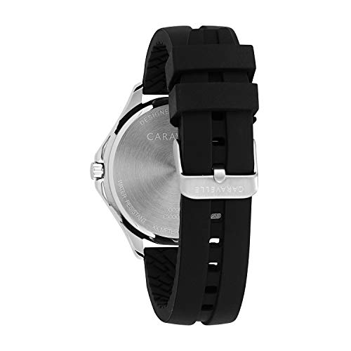 Men's Stainless Steel Quartz Watch With Silicone Strap, Black, 22 (Model: 43B154) #TOP2