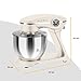 KLAMER Küchenmaschine 1800W, Knetmaschine Brotteig mit Edelstahl-Rührschüssel 6 L, 10 Stufen mit Timer, Planetenrührwerk, Rührbesen, Knethaken, Schneebesen & Sichtdeckel (creme)