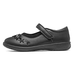 Walkright Olive Girls Black Floral School Shoe - Size 10 Child UK - Black