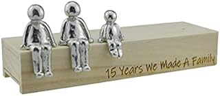 Pirantin 15th Anniversary Idea - 15 Years We Made A Family Metal Ornament - Choose Your Family Combination Box & Woodgrain May Vary(3 Children)