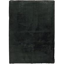 Linon Haven Lux Soft Faux Rabbit Dark Green Solid Colored 3 X 5 Accent Rug