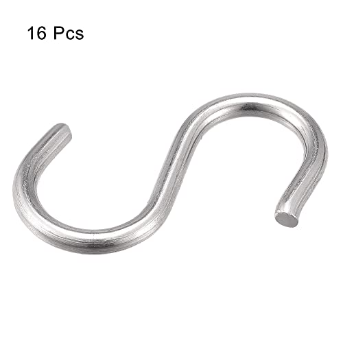 Image of uxcell S Hooks 1.97 inch Long Stainless Steel Hanger for Hanging Objects in Kitchen, Garden, Bathroom, Garage 16Pcs