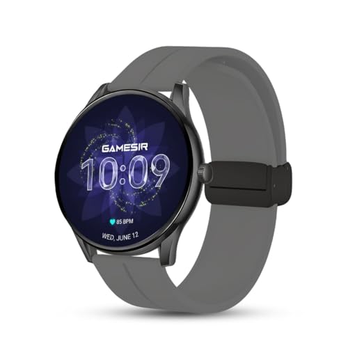 Image of GameSir Glavito Round Dial Smartwatch with 1.49 inch AMOLED Display, 100+ Sports Modes, IP67, Bluetooth Calling, Crown Control, Health Tracking, 100+ Watch Faces, Men & Women (Magnetic Dark Grey)