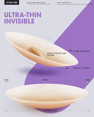 2 Pairs Nipple Covers for Women with Storage Board, Silicone Reusable Sticky Nipple Pasties Ultra-Thin, Invisible3