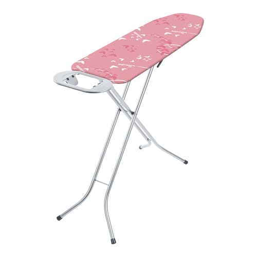 Vileda Smart - Tabla de planchar con sistema de seguridad Click Stop, ideal para espacios reducidos, Rosa, altura ajustable 77...