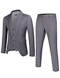 COOFANDY Mens Slim Fit Suits 3 Piece Set Jackets Formal Business Suits Dressy Pants Suits (Light Grey M)