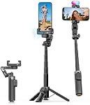 AOCHUAN Gimbal Stabilizer for iPhone, 4 in 1 Phone Gimbal w/360° Rotation for iPhone/Andriod Sefie Stick Tripod w/Auto Face Tracking and Wireless Remote for Vlogging-M3 Promini Black