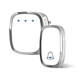 Wireless Doorbell,Waterproof Wireless Door Bell Chime Kit with LED Light, 1 Receiver and 1 Push Button,1000 Feet with 36 Melodies, 4 Volume Levels,White