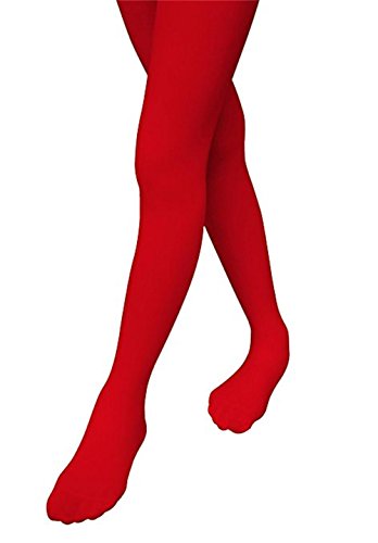 Banner Bonnie Girls' Opaque Microfiber Dance Stockings School Uniform Footed Tights (4-6, Red)3