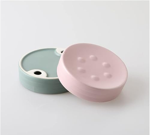 Miniatura 3 de CECE&KELE Jabonera redonda de cerámica para cocina y baño, soporte de jabón ligero de lujo para lavabo, bañera, cocina o baño, color blanco
