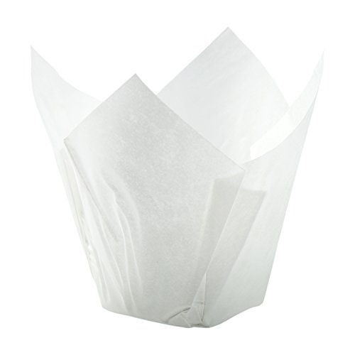 CiboWares Large White Tulip Style Baking Cups, Pack of 200