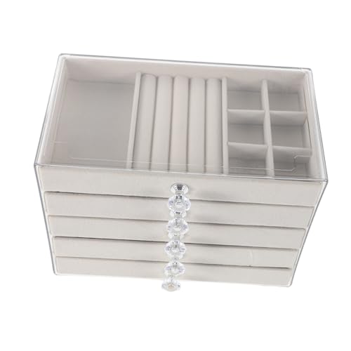 FRCOLOR Scatola Porta Anelli Trasparente Organizer Per Gioielli Multistrato Per Orecchini Collane e Altri Accessori Contenitore Per Gioielli Da Toeletta o Cassettiera
