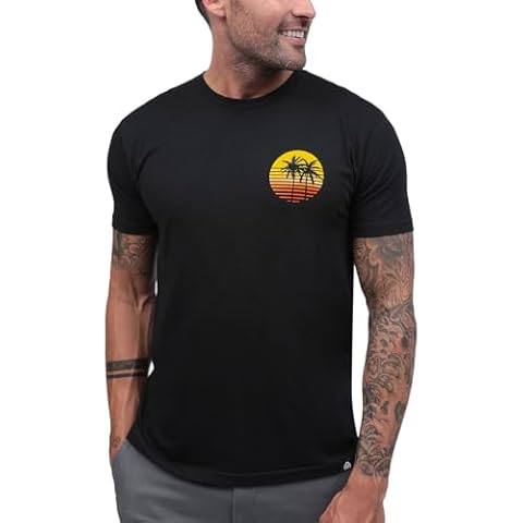 INTO THE AM Meta Beach II Graphic Tee for Men - Short Sleeve Design T-Shirts (Black, X-Large) Cover