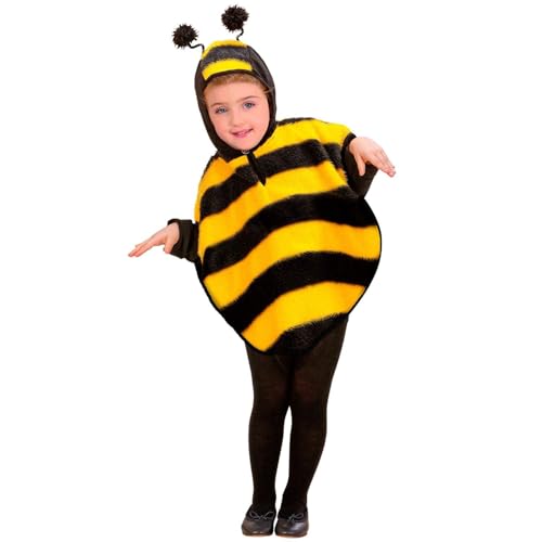 W WIDMANN MILANO Party Fashion   Disfraz infantil de abeja de peluche, poncho con capucha, disfraz de animal