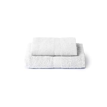 Caleffi Set Asciugamani Bagno Viso e Bidet in Cotone, Asciugamani Resistente a Lavaggi, Include 1 Asciugamano Viso 55x100 cm e 1 Asciugamano Bidet Ospite 40x60 cm, Asciugamani 2 Pezzi, Bianco