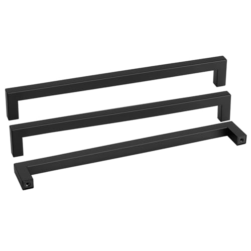goldenwarm 10 Pack 18INCH Black Cabinet Pulls Kitchen Cabinet Handles-LSJ12BK458 Square Drawer Handle Metal Bathroom Cabinets Hardware 458mm Hole Center