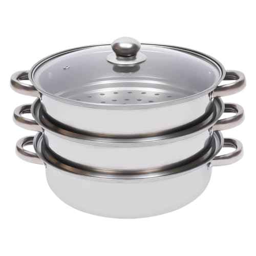 Yonuaret Olla Vaporera de Acero Inoxidable - Cacerola De Inducción 28 Cm | Ollas De Acero Inoxidable Para Cocina Al Vapor - Preparación De Comidas Reuniones Familiares Cena Diaria Sopa De Mariscos y