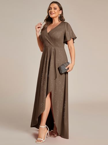 Image of Ever-Pretty Womens Glitter High Low Plus Size Cocktail Wedding Guest Dress