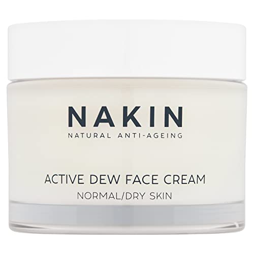 Nakin Active Dew Face Cream 50ml – Anti-Ageing Moisturiser for Dry & Sensitive Skin, Hydrating Face Cream with Hyaluronic Acid, Vegan Natural Skincare, Made in UK
