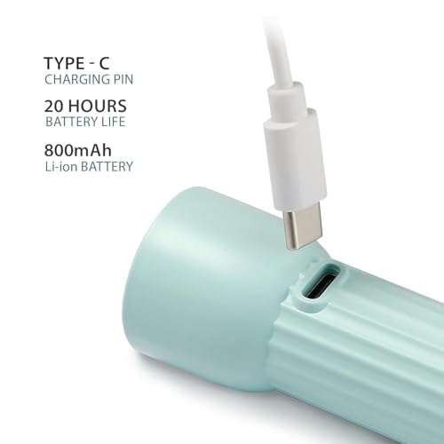 Image of Mr.Light Rechargeable LED Torch Light, USB Type-C Charging, 3 Modes (High /Low /Strobe), Up to 20 Hours Backup, Mini Lightweight Pocket Flashlight for Home, Camping, Hiking & Work (Orange)