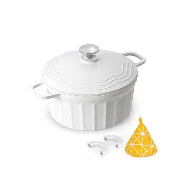 Dutch Oven Pot with Lid, 6.5 Quart Enameled Cast Aluminum Non-Stick Lightweight Pot for Braising, Baking and More, Oven Safe up to 446° F, Works on All Stovetops