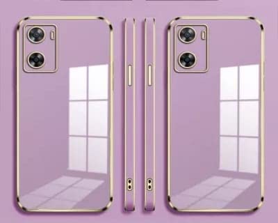 Image of Apurb Store for Oppo A57 5G Plating Square Gold Frame Phone Case Luxury Soft Silicone Back Cover (for Oppo A57 5G, Purple)