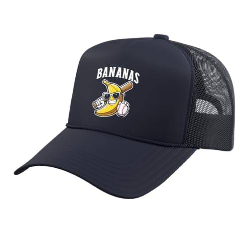 Banana Funny Men Women Kids Youth Boys Women Teen Trucker Hat with Adjustable Mesh Back Navy Blue