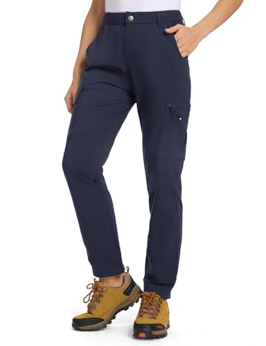 La Mejor Recopilación de Ropa de Acampada y marcha para Mujer , listamos los 10 mejores. 50 TBMPOY - Pantalones cargo para mujer, ligeros, resistentes al agua, secado rápido, para pesca, camping, viajes, trabajo, 6 bolsillos, marino, M