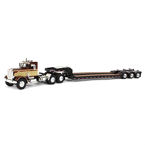 Die Cast Promotions (DCP) 1/64 Brown & Black Peterbilt 351 Day Cab W/ Talbert Tri-Axle Lowboy 60-1253