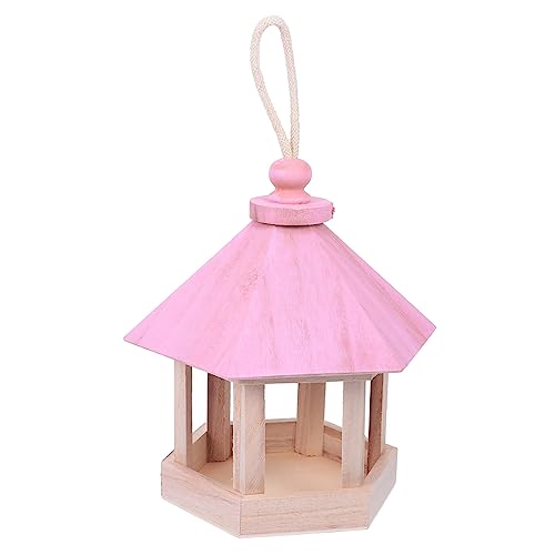 MOBUTOFU 桐鳥の餌箱 ねずみ 枢機卿の屋外の装飾 庭 リスの餌箱 屋外用枢機卿の鳥の餌箱 ネスティング ぶら下げ チキン 屋外の鳥の巣 木の鳥の巣 鳥の避難所 鳥の家クラフト 木製 ピンク