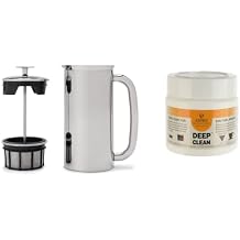 ESPRO - P7 French Press - Double Walled Stainless Steel Insulated Coffee and Tea Maker with Micro-Filter - Keep Drinks Hotter for Longer Polished Stainless Steel, 32 Oz Cleaning Powder