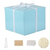 Large Gift Box with Lid 12.5x12.5x10 Inches, Blue Gift Boxes for presents Packaging for Birthdays, Valentine's Day, Christmas, Anniversaries (Include Shredded Paper Fill, Envelope Card Ribbon)