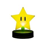 Paladone Mario Super Star 3D Icon BDP | Offiziell lizenziertes Nintendo Sammlerstück | Einzigartige Geschenkidee | Helles Nachtlicht oder Schreibtischlampe | Batteriebetrieben durch 2 x AAA, Gelb