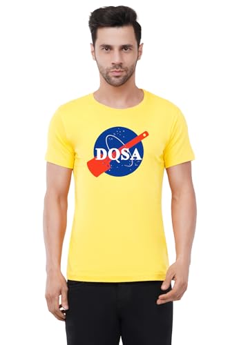 Image of Caseria Men's Cotton Printed T-Shirt -Dosa | 100% Cotton | Half Sleeves | Regular Fit | Printed | Round Neck | Graphic T Shirt