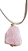 Raw Rose Quartz Crystal Necklace on Tan Cord