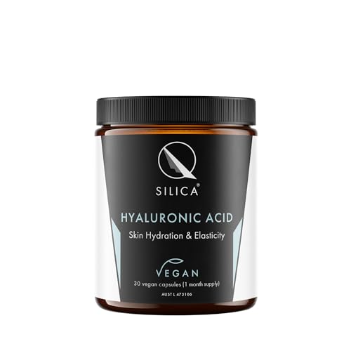 Qsilica Vegan Hyaluronic Acid 30 Capsules, 200mg Sodium Hyaluronate, Skin Hydration and Elasticity Support Supplement