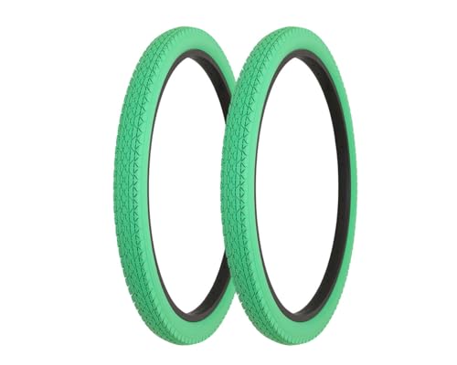 26" X 2.125 Wide 2 Tires (1 Pair) Al-1333 Green Diamond Style