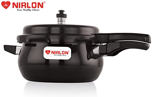 Image of NIRLON Induction Base Hard Anodized Aluminium Outer Lid Handi Pressure Cooker, Black, 5 Litres