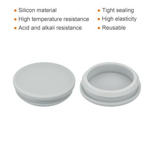 Image of MECCANIXITY 2pcs Silicone Snap in Locking Hole Plugs,44.6mm /1.8 Inch Mounting Diameter Narrow Groove Width 5mm Panel Seal Cover Round for Kitchen Bulkheads Waterproof Sealing Plugs Grey