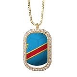 コンゴ川国旗サッカーワールドカップ ゴールドネックレスダイヤモンドクリスタルペンダント