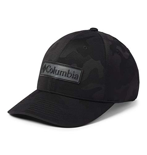 Columbia Men's Trail Essential Snap Back Hat, Cotton Blend, Sun Protection, black/mountain Patch