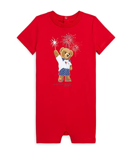 Image of POLO RALPH LAUREN Baby Boy's Big Pony Cotton Jersey Shortall (Infant) Rl2000 Red 0 Months