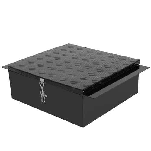 confote Heay Duty Truck Tool Box,In -Frame Truck Box for Semi Truck Frame Rails,Truck Box Organizer with Adjustable Latch,Black Stripes Aluminum Tool Box-30 x 22 x 9 inch