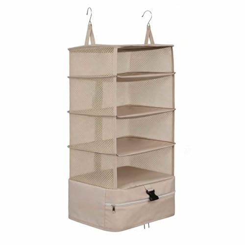 HEEPDD Organizador de Maleta Colgante, Cubo de Embalaje Plegable de Tela Oxford 420D para Viajar Fácilmente, Ideal para Hoteles de Cruceros, Almacenamiento de Armario Portátil (Champán)
