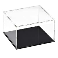 TA-VIGOR Acrylic Clear Display Case, Assemble Countertop Box Cube Organizer Stand Dustproof Protection Showcase with Black Base for Action Figures Toys Collectibles Home Storage