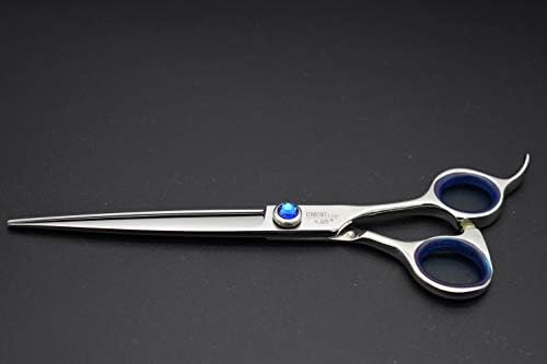 Pro Dog Grooming Shear Scissors Straight 7 Inch Pet Shear Stainless Steel Forged (7" Straight Blue Diamond)