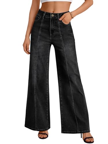 Trendy Queen Women's Wide Leg Baggy Jeans - High Waisted