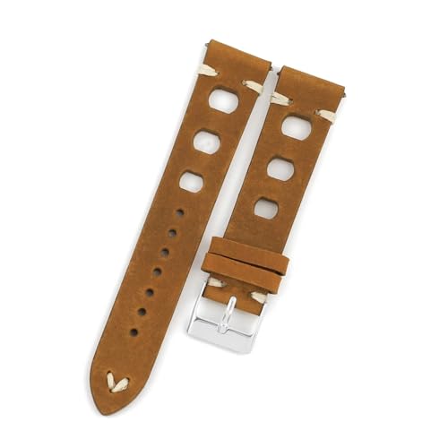[KKTHRFFKK] Retro Crazy Horse Leather Watchband 18mm 19mm 20mm 21mm 22mm Three Hole Watch Strap Quick Release Men Bracelets Wris
