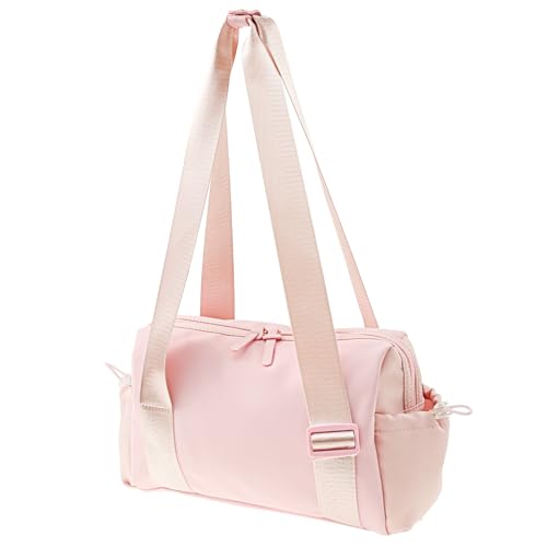 Bolsa de ginástica feminina de couro sintético impermeável, alça ajustável de grande capacidade com compartimento seco e molhado para atividades ao ar livre, Rosa, 1